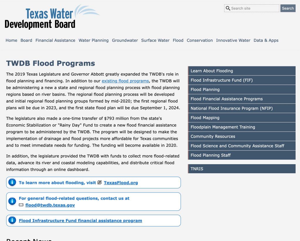 The Texas Water Development Board Flood Planning
